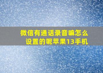 微信有通话录音嘛怎么设置的呢苹果13手机