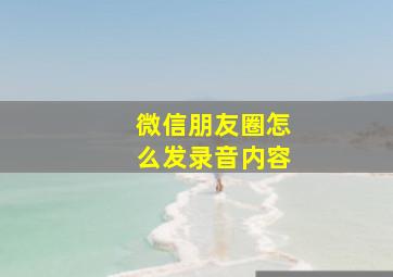 微信朋友圈怎么发录音内容