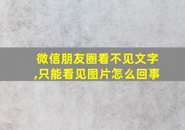 微信朋友圈看不见文字,只能看见图片怎么回事