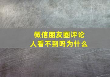 微信朋友圈评论人看不到吗为什么