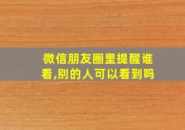 微信朋友圈里提醒谁看,别的人可以看到吗