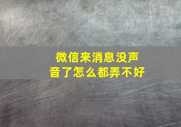 微信来消息没声音了怎么都弄不好