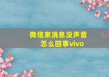 微信来消息没声音怎么回事vivo