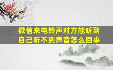 微信来电铃声对方能听到自己听不到声音怎么回事