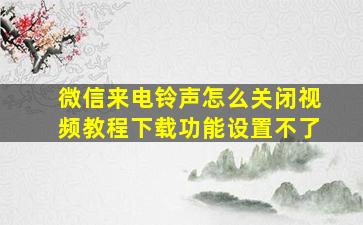 微信来电铃声怎么关闭视频教程下载功能设置不了