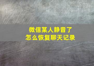 微信某人静音了怎么恢复聊天记录