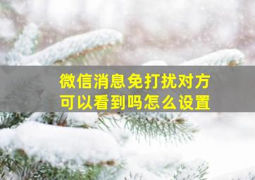 微信消息免打扰对方可以看到吗怎么设置