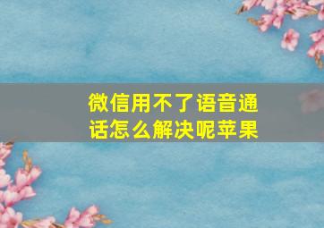 微信用不了语音通话怎么解决呢苹果