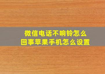 微信电话不响铃怎么回事苹果手机怎么设置