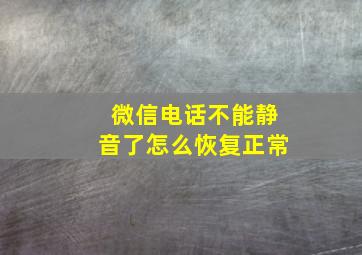 微信电话不能静音了怎么恢复正常