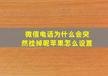 微信电话为什么会突然挂掉呢苹果怎么设置