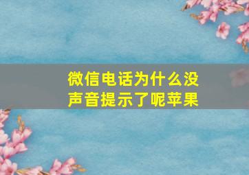 微信电话为什么没声音提示了呢苹果