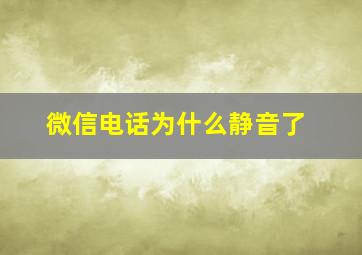 微信电话为什么静音了