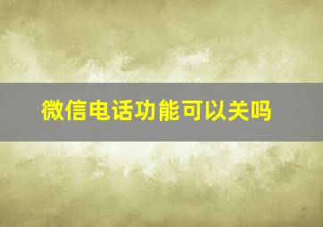 微信电话功能可以关吗