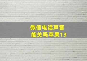 微信电话声音能关吗苹果13