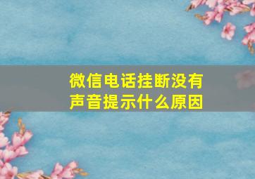 微信电话挂断没有声音提示什么原因