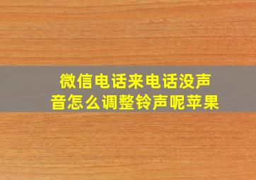 微信电话来电话没声音怎么调整铃声呢苹果