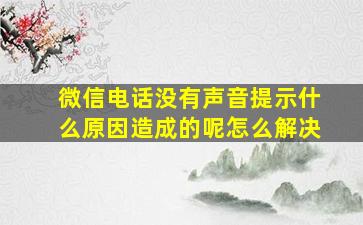 微信电话没有声音提示什么原因造成的呢怎么解决