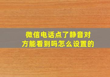 微信电话点了静音对方能看到吗怎么设置的