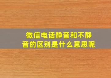 微信电话静音和不静音的区别是什么意思呢