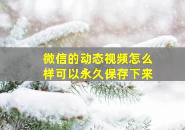 微信的动态视频怎么样可以永久保存下来