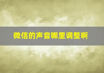 微信的声音哪里调整啊