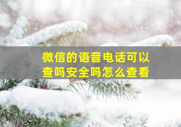 微信的语音电话可以查吗安全吗怎么查看