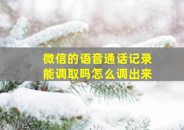 微信的语音通话记录能调取吗怎么调出来