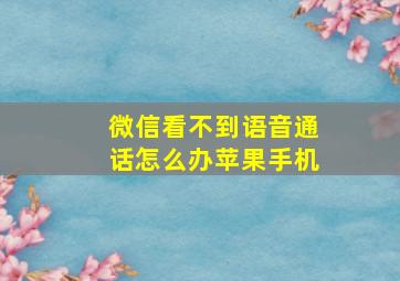 微信看不到语音通话怎么办苹果手机