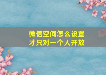 微信空间怎么设置才只对一个人开放