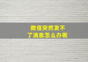 微信突然发不了消息怎么办呢