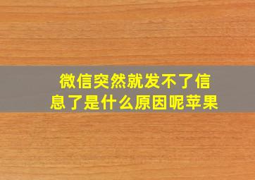 微信突然就发不了信息了是什么原因呢苹果