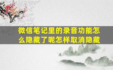 微信笔记里的录音功能怎么隐藏了呢怎样取消隐藏