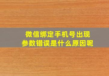 微信绑定手机号出现参数错误是什么原因呢