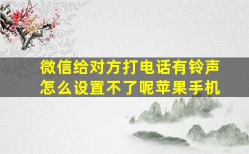 微信给对方打电话有铃声怎么设置不了呢苹果手机