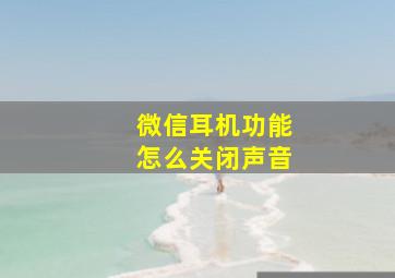 微信耳机功能怎么关闭声音