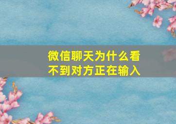 微信聊天为什么看不到对方正在输入