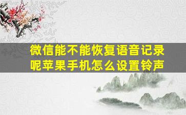 微信能不能恢复语音记录呢苹果手机怎么设置铃声