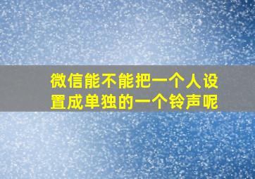 微信能不能把一个人设置成单独的一个铃声呢