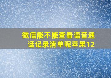 微信能不能查看语音通话记录清单呢苹果12