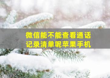 微信能不能查看通话记录清单呢苹果手机