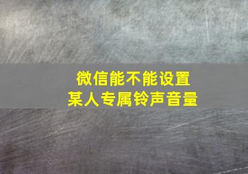 微信能不能设置某人专属铃声音量