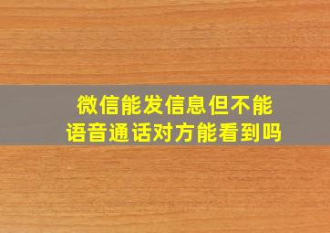 微信能发信息但不能语音通话对方能看到吗