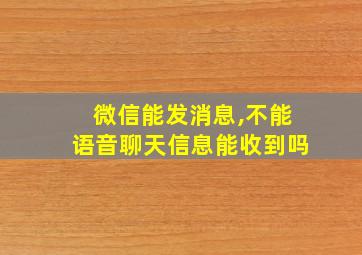 微信能发消息,不能语音聊天信息能收到吗