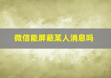 微信能屏蔽某人消息吗