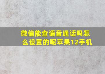 微信能查语音通话吗怎么设置的呢苹果12手机