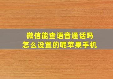 微信能查语音通话吗怎么设置的呢苹果手机