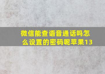 微信能查语音通话吗怎么设置的密码呢苹果13