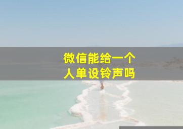 微信能给一个人单设铃声吗