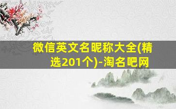 微信英文名昵称大全(精选201个)-淘名吧网